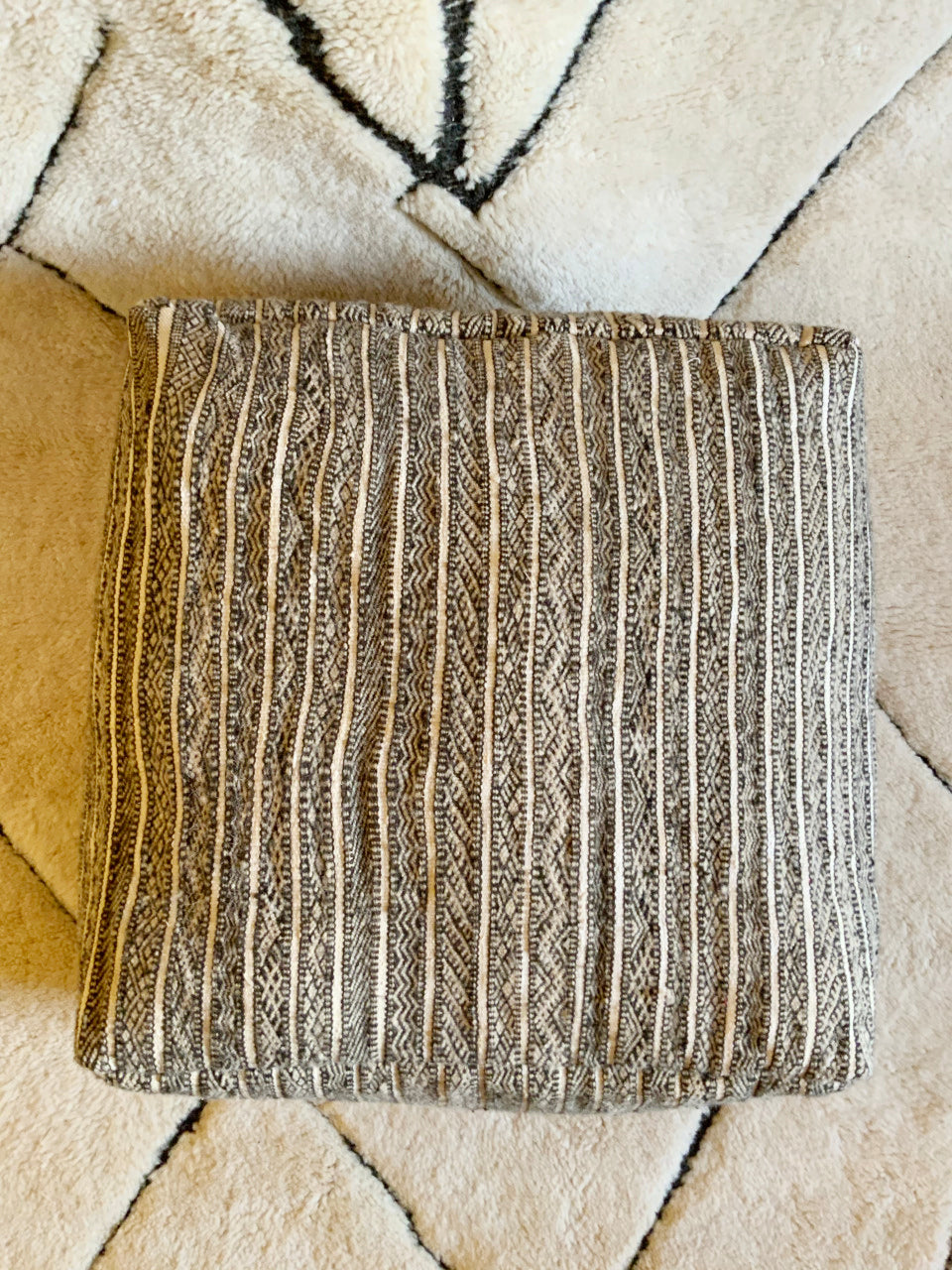 Grey Moroccan Pouf Cover_P1004 BerberDezign