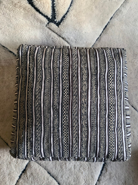 Grey Moroccan Pouf Cover_P1008 BerberDezign