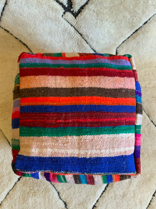 Colorful stripped Moroccan Ottomans Pouf Cover_P1005 BerberDezign