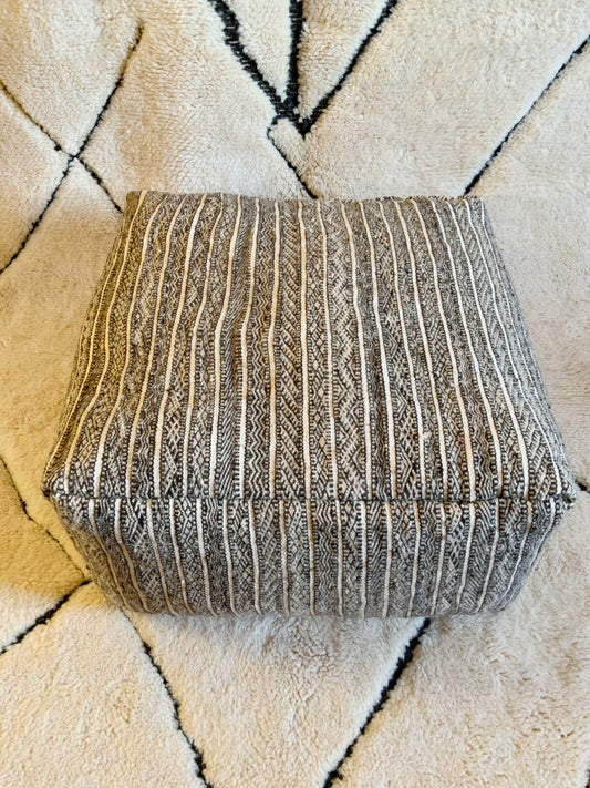 Grey Moroccan Pouf Cover_P1004 BerberDezign
