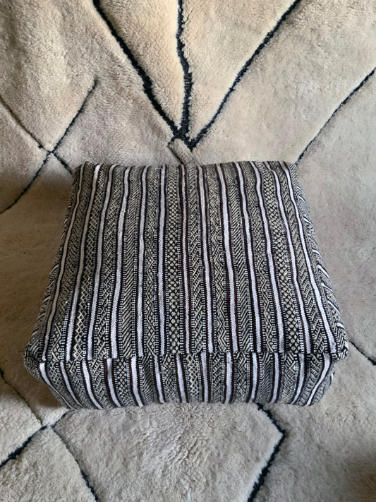 Grey Moroccan Pouf Cover_P1008 BerberDezign