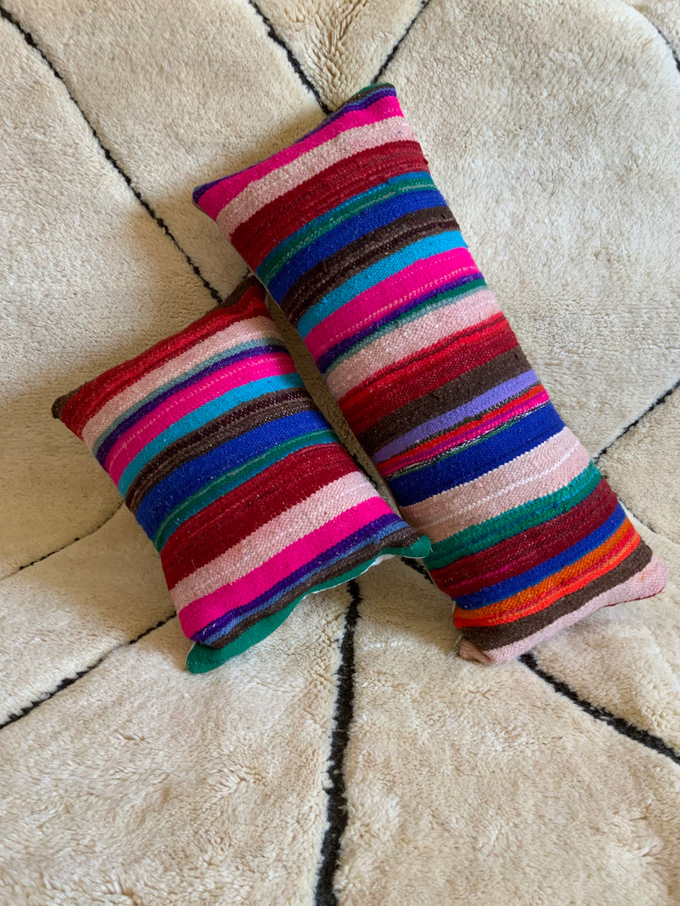 Set_of_Two_Striped_Colored_Berber_Cushions_C1007 BerberDezign